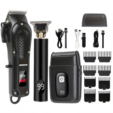 Men's Hair Clippers Beard Trimmer Cordless Electric Shaver Haircut Grooming Kit
