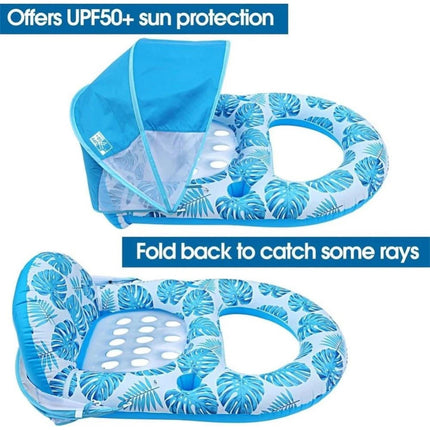 Pool Lounge Float with Canopy UPF50+,Extra Large Floats Large for Adults Heavy (Blue)