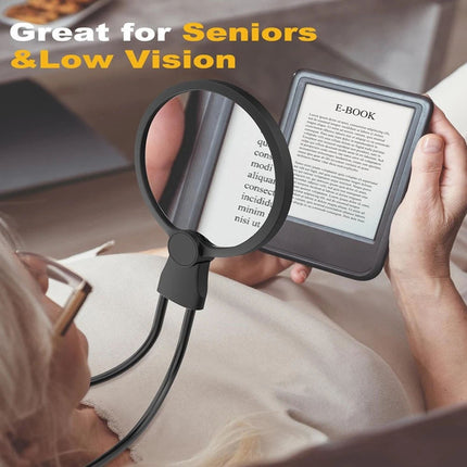 5X Extra Large Magnifying Glass With 24 LED Light Wearable Reading Magnifier NEW