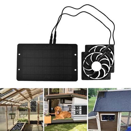 12V 40W Solar Panel Dual Exhaust Roof Attic Fan Air Ventilation Van Greenhouse