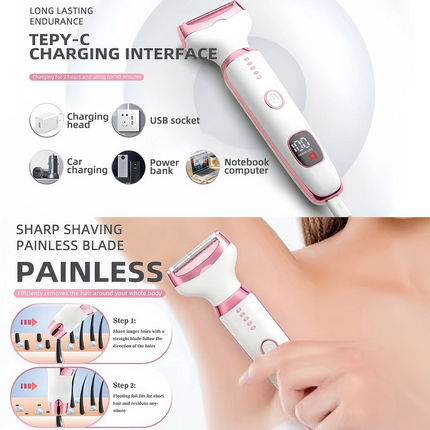 Bikini Trimmer for Women,USB Bikini Shaver,4-in-1 Electric Razors Wet & Dry