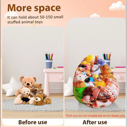 150L Clear Stuffed Animal Bean Bag Chair Cover Plush Toys Storage Organizing