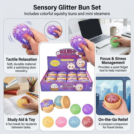 12X Dumpling Squishies Toy Giant Glitter Dumpling Colorful Dumplings Squeeze Toy Christmas Gift