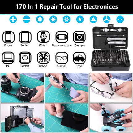 170 in 1 Precision Screwdriver Set PC Phone Laptop Electronics Repair Tool Kit