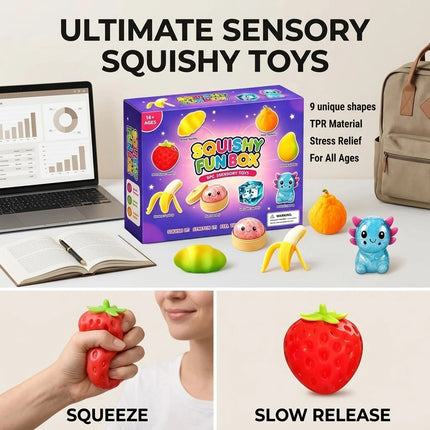 8-Piece Set Mystery Squishy Box Malt Sugar Stress Relief Fidget Toys   (Type#A-8PCS)