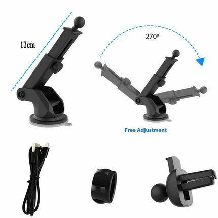 Auto Clamp Wireless Car Charger 15W Fast Charging Phone Holder Windscreen