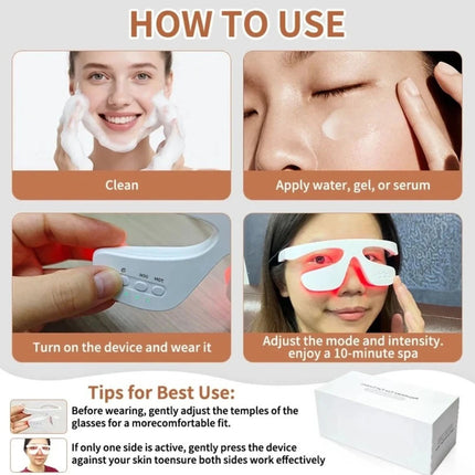 3D Eye Red Light Therapy Under-Eye Glasses for Removal Eye Wrinkles Dark Circles