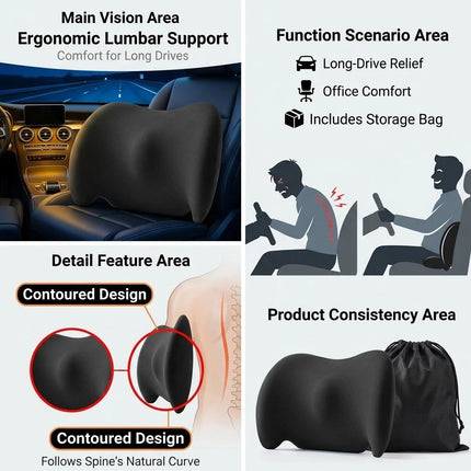 Support Pillow for Car Traveling Versatile Use Breathable Memory Foam