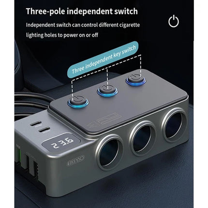 Car Charger Adapter 120W Cigarette Lighter Splitter 8 in 1 QC PD for Car Vehicle