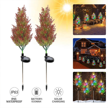 4 X Solar Lights Outdoor Stake Pine Tree Lamps Christmas Garden Lawn Yard Decor