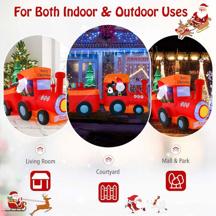 2.6M Christmas Inflatable Blow Up Xmas Santa Train w/6 Bright LED lights Decor