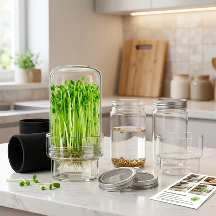 Seed Sprouter Germination Cover Kit Sprouting Mason Jars With Lids Stand
