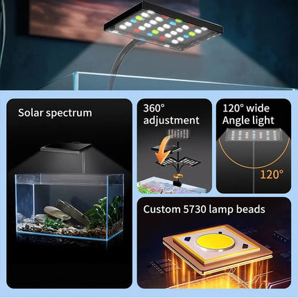 Aquarium Light Clip-On LED Lighting Full Spectrum Aqua Plant Fish Tank Bar Lamp