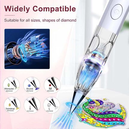 Cordless Electric Diamond Painting Pen Art Vacuum Pen Portable Rechargeable Nail Art White