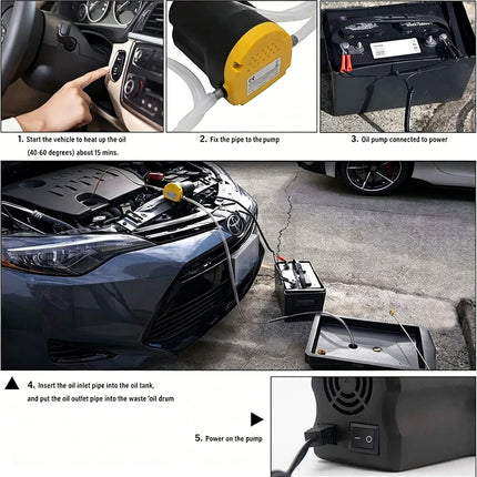 Car Engine Oil Pump 12V Electric Auto Oil Fluid Sump Extractor Scavenge Pump