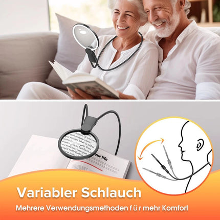 5X Extra Large Magnifying Glass With 24 LED Light Wearable Reading Magnifier NEW