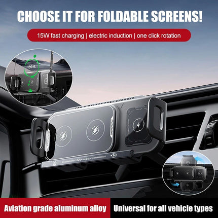 Universal Dual Coil Foldable Phone Holder Car Wireless Charger Car Phone Mount