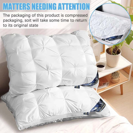 2Pc Duck Feather Pillows Luxury Hotel Pillows Standard Queen Size