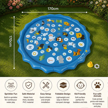 Inflatable Water Splash Mat  Outdoor Sprinkler Pad Wading Play Pool Toy