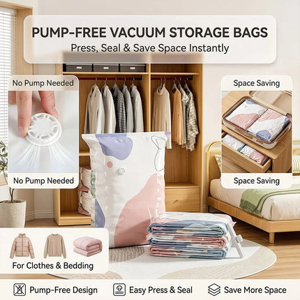 Large No-Pump 3D Vacuum Storage Bags Suitable for Bedding, Clothes, Travel