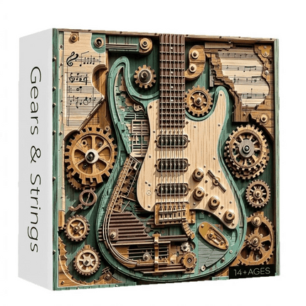 1000-Piece Steampunk Guitar Puzzle, Vintage Guitar Puzzle