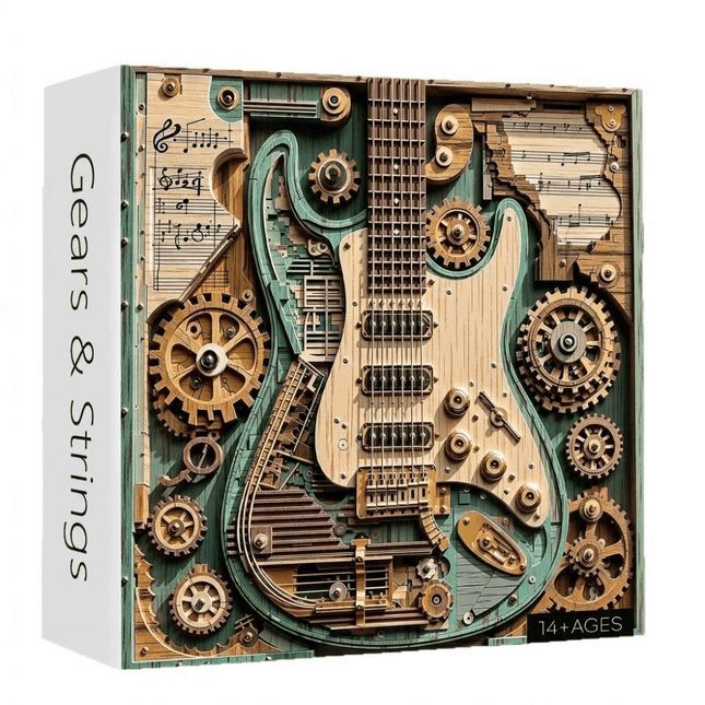 1000-Piece Steampunk Guitar Puzzle, Vintage Guitar Puzzle