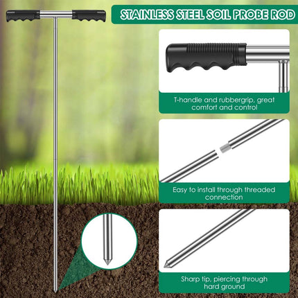 Stainless Steel Soil Probe Rod Height Adjustable Ground Probe Rod with T qrXdC·