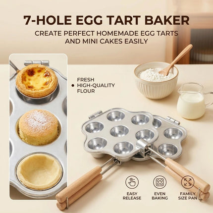 7-Cup Tart Pan Non-Stick Aluminum Flower Baking Mold for Home Cake Tray 1 Piece