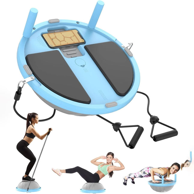 2in1 Half Balance Ball Trainer w App,Resistance Bands & Pump–Core Fitness 330LB