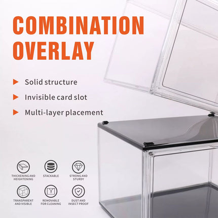 5-Piece  Black  Premium Acrylic Shoe Box Sneaker Display Storage Case Stackable Magnetic Door