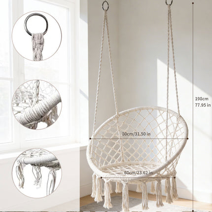 Hammock Chair Macrame Cotton Swing Bed Relax Indoor Outdoor Hanging Garden