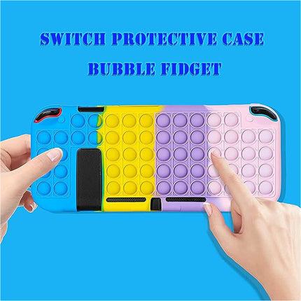 Protective Silicone Case Compatible with Nintendo Switch - Fidget Bubble Sensory Toy Cover (Purple & Blue Mix)