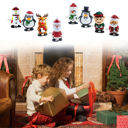 8 Pack Christmas Wind Up Walking Toys Metal Mechanical Figures Party Favors