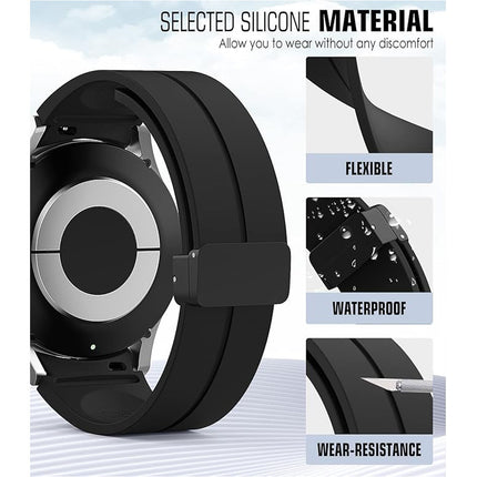 Black Samsung Galaxy Watch Band Strap Series 7 6 Classic 5 Pro 4 40mm 44mm Silicone 47