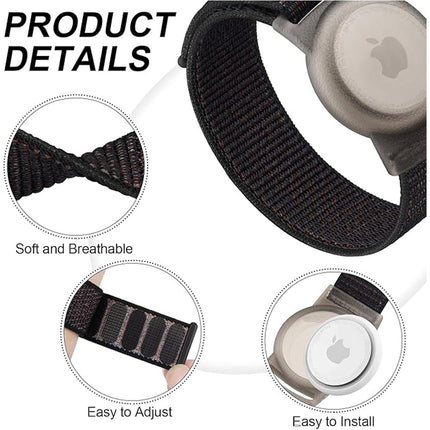 3Packs Apple AirTag Case Wristband Protective Cover Nylon Blue And Black