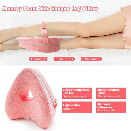 Memory Foam Leg Pillow Cushion Knee Support Pain Relief Washable Cover Bed Sofa Red