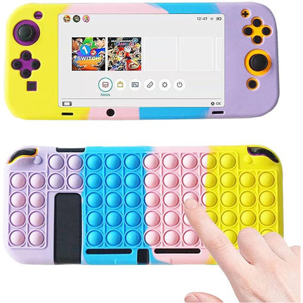 Protective Silicone Case Compatible with Nintendo Switch - Fidget Bubble Sensory Toy Cover (Purple & Blue Mix)