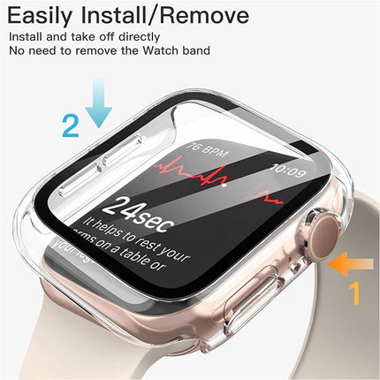 Case with Screen Protector for Apple Watch SE 3/2/1 (2025/2022/2020) / Series 6 5 4 44mm Built-in Tempered Glass 2 Pack Clear