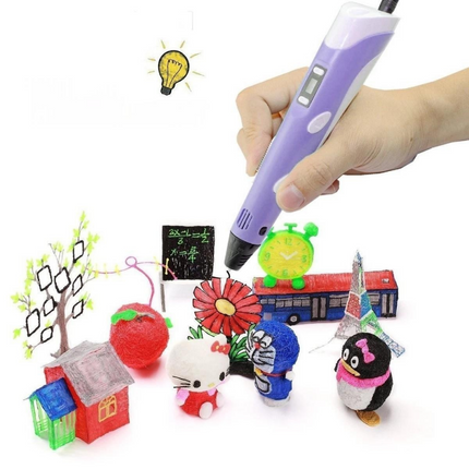 3D Printing Pen Drawing Tool LCD Screen USB Powered with Filaments for Boys And Girls Art Purple