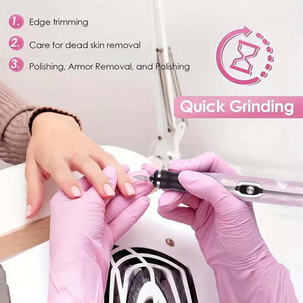 Electric Nail Drill Machine Cordless Toe Nail File for Acrylic Gel Pink