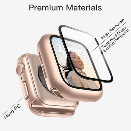 Case with Screen Protector for Apple Watch Series 11/10 46mm Built-in Tempered Glass 2 Pack Rose Gold