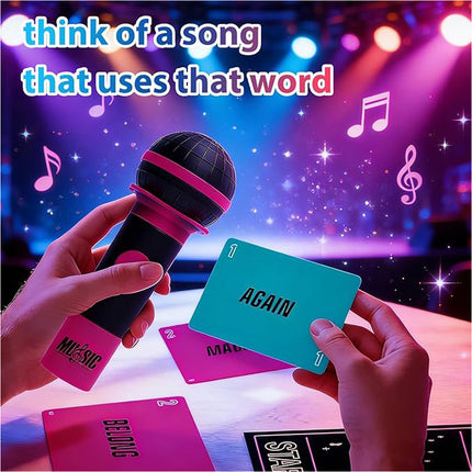 Grab The Mic Karaoke Lyric Card Game, Family Party Board Game for Birthday & Gathering