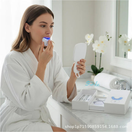 Wireless Teeth Whitening Kit Red Blue Light Therapy Gum Care 3 Gel Pens Set White