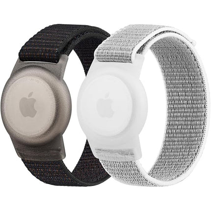 2Packs Apple AirTag Case Wristband Protective Cover Grey and Black