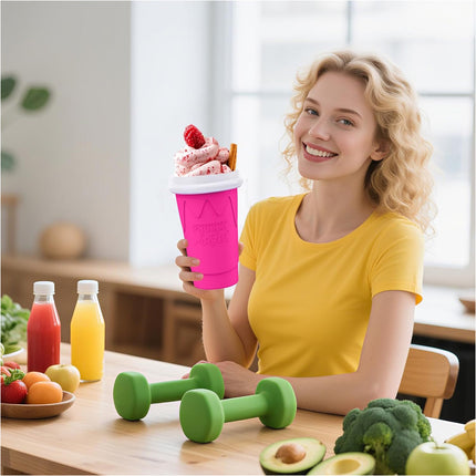 Pink Slushie Maker Cup Quick Freeze Magic Squeeze Cup Milkshake Cup Ice Cream Maker