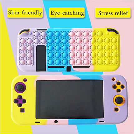 Protective Silicone Case Compatible with Nintendo Switch - Fidget Bubble Sensory Toy Cover (Purple & Blue Mix)
