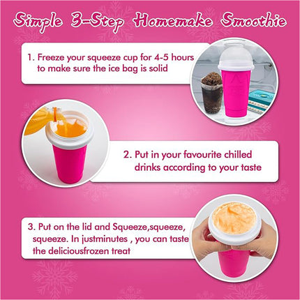 Pink Slushie Maker Cup Quick Freeze Magic Squeeze Cup Milkshake Cup Ice Cream Maker