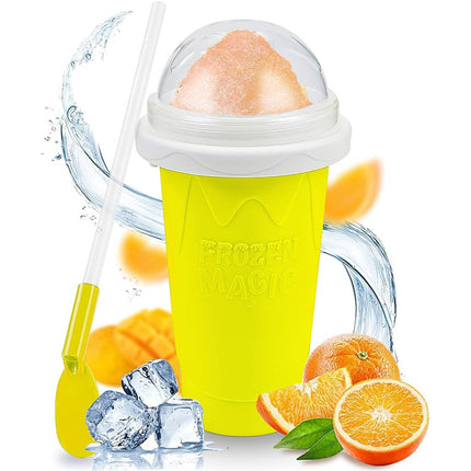 Yellow Slushie Maker Cup Quick Freeze Magic Squeeze Cup Milkshake Cup Ice Cream Maker