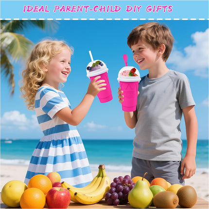 3 Pcs Slushie Maker Cup Quick Freeze Magic Squeeze Cup Milkshake Cup Ice Cream Maker