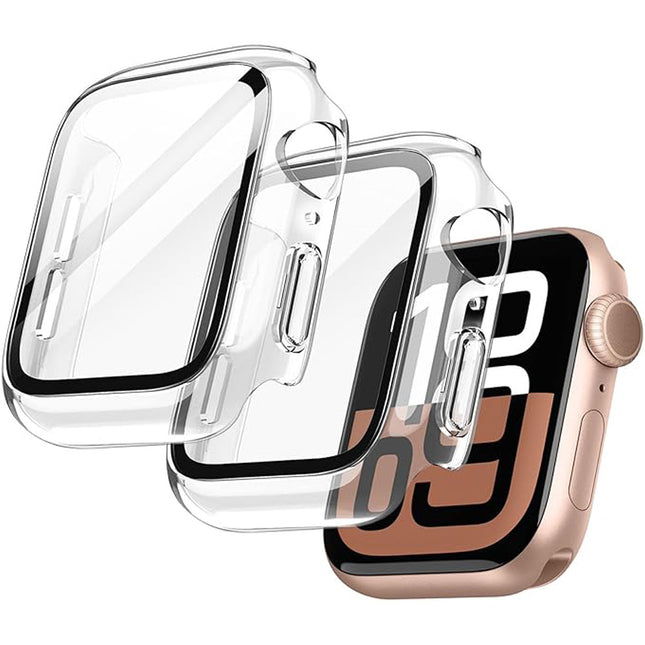 Case with Screen Protector for Apple Watch SE 3/2/1 (2025/2022/2020) / Series 6 5 4 44mm Built-in Tempered Glass 2 Pack Clear